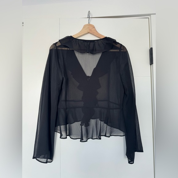 Zara Semi Sheer Blouse With Ruffles - Picture 3 of 4